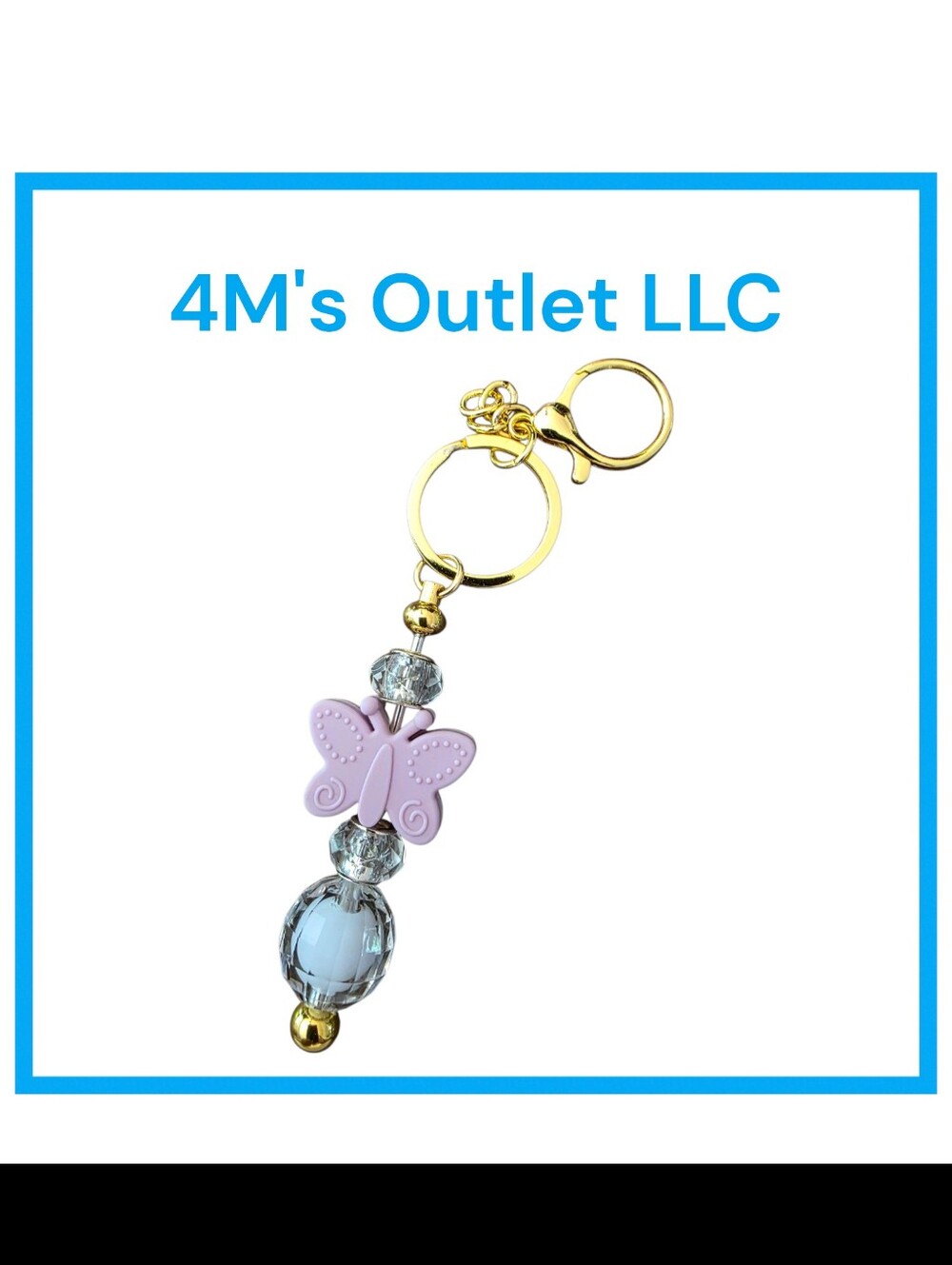 Purple Butterfly Beaded Keychain
